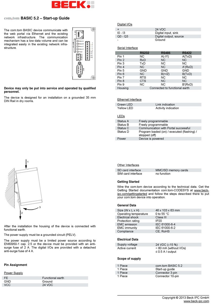 Beck com.tom BASIC 5.2 Startup guide
