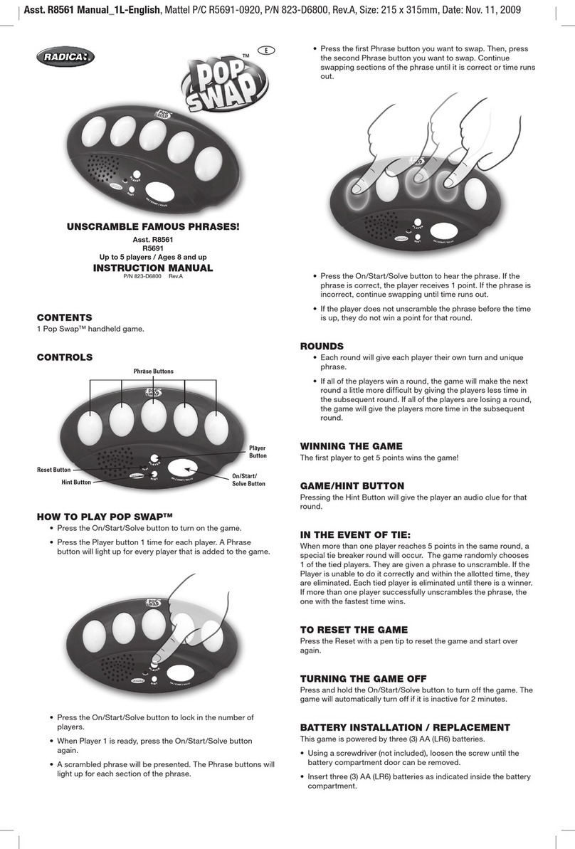 Mattel RADICA: POP SWAP instruction manual