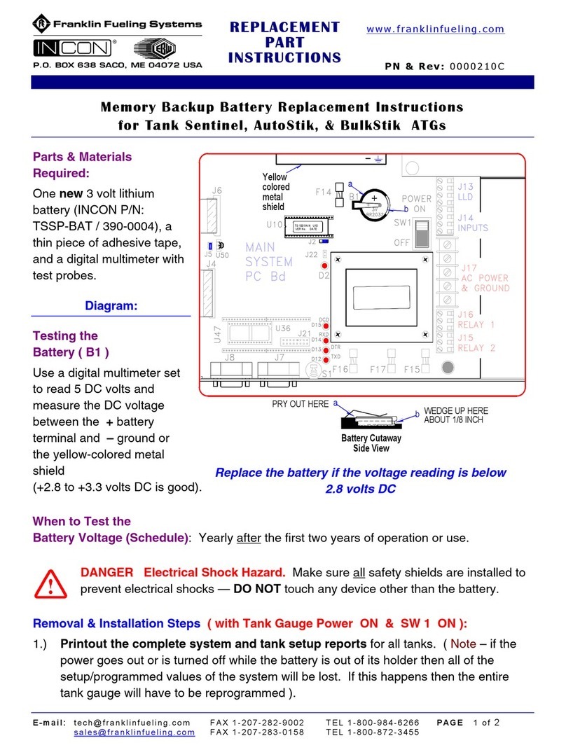Franklin Fueling Systems INCON TSSP-BAT REPLACEMENT PART INSTRUCTIONS