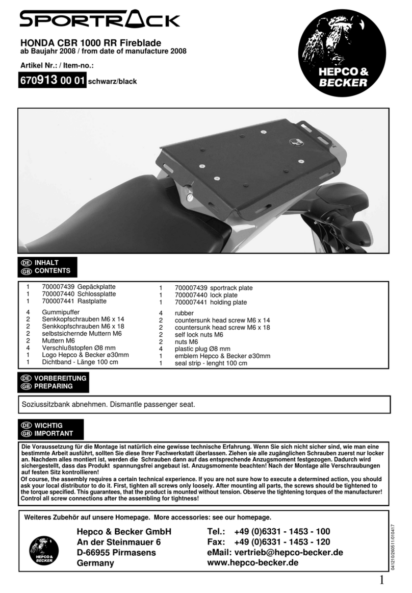 hepco & becker Sportrack 670913 00 01 User manual