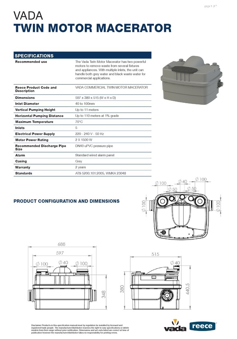 Reece VADA TWIN MOTOR MACERATOR manual