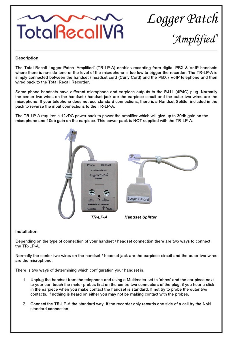 Total Recall VR Logger Patch Amplified User manual