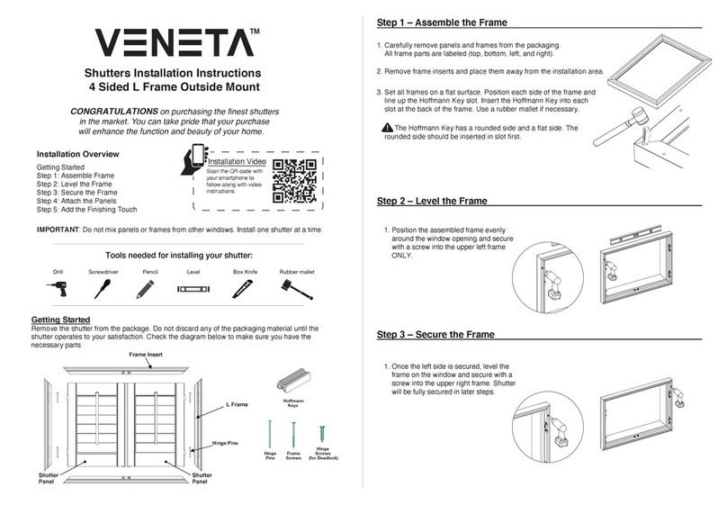 VENETA 4 Sided L Frame Outside Mount installation instructions VENETA 4 Sided L Frame Outside Mount installation instructions