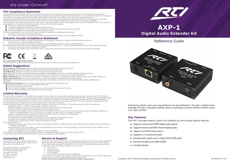 RTI AXP-1 User manual