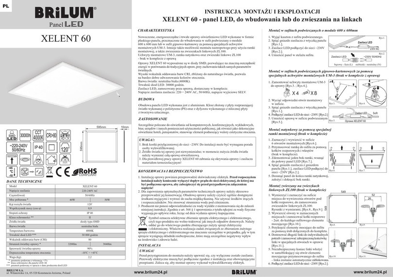Brilum XELENT 60 Installation and operation manual