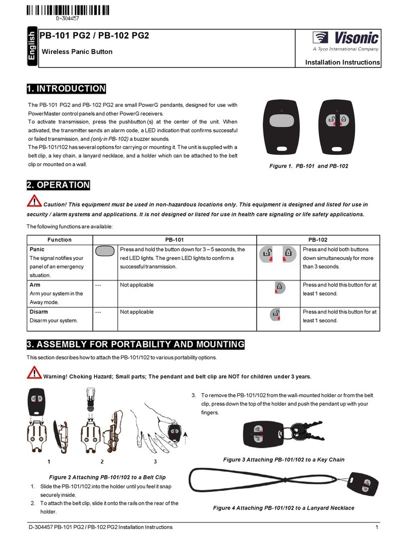 Visonic PB-101 PG2 User manual