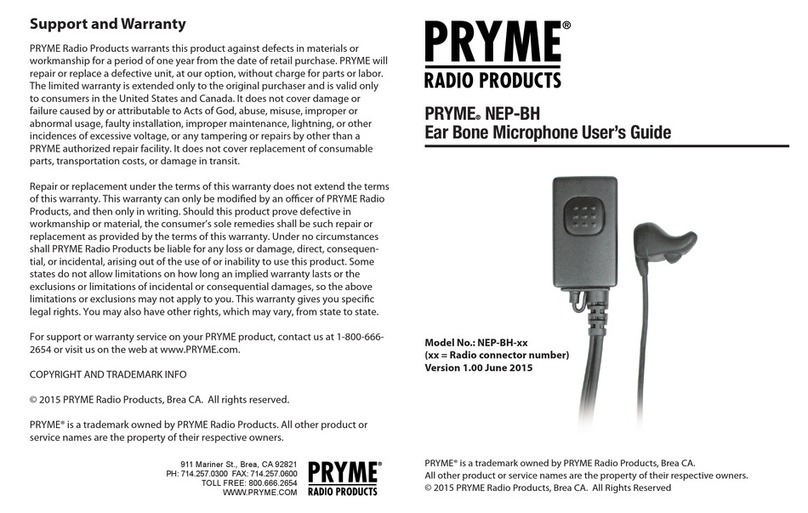 PRYME Radio Product NEP-BH user guide PRYME Radio Product NEP-BH user guide