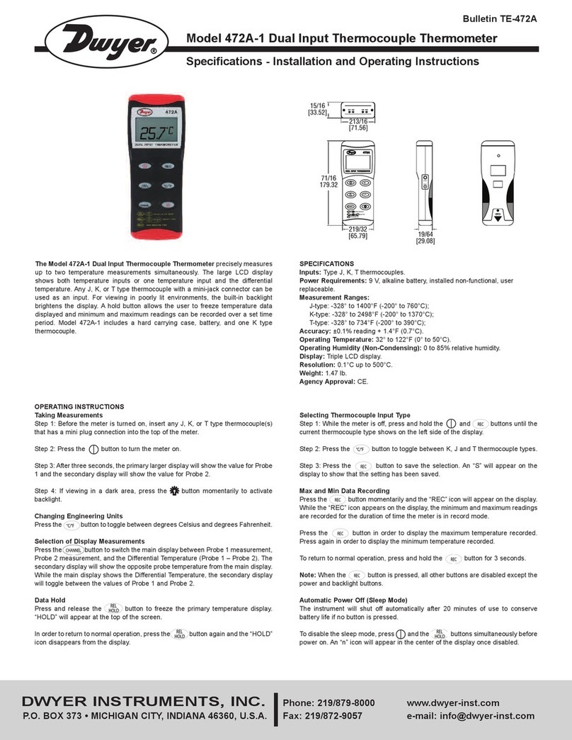 Dwyer Instruments 472A-1 Installation and operating instructions Dwyer Instruments 472A-1 Installation and operating instructions