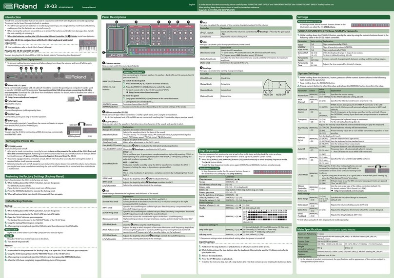 Roland Boutique JX-03 owner's manual