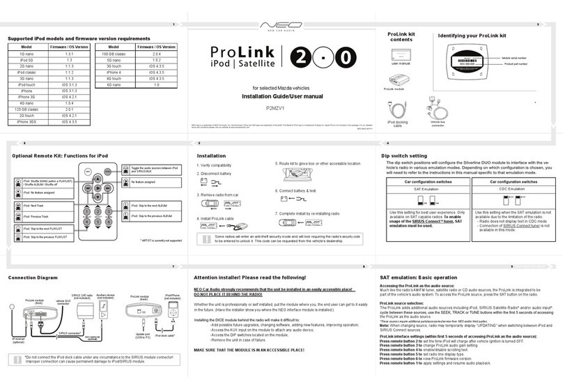 Neo Car Audio ProLink P2MZV1 Installation guide & user manual