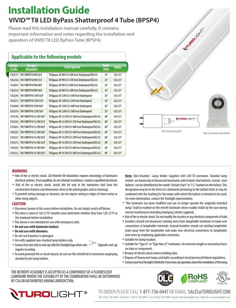 Turo Light VIV-T8BPSP4/9W/35/F installation guide