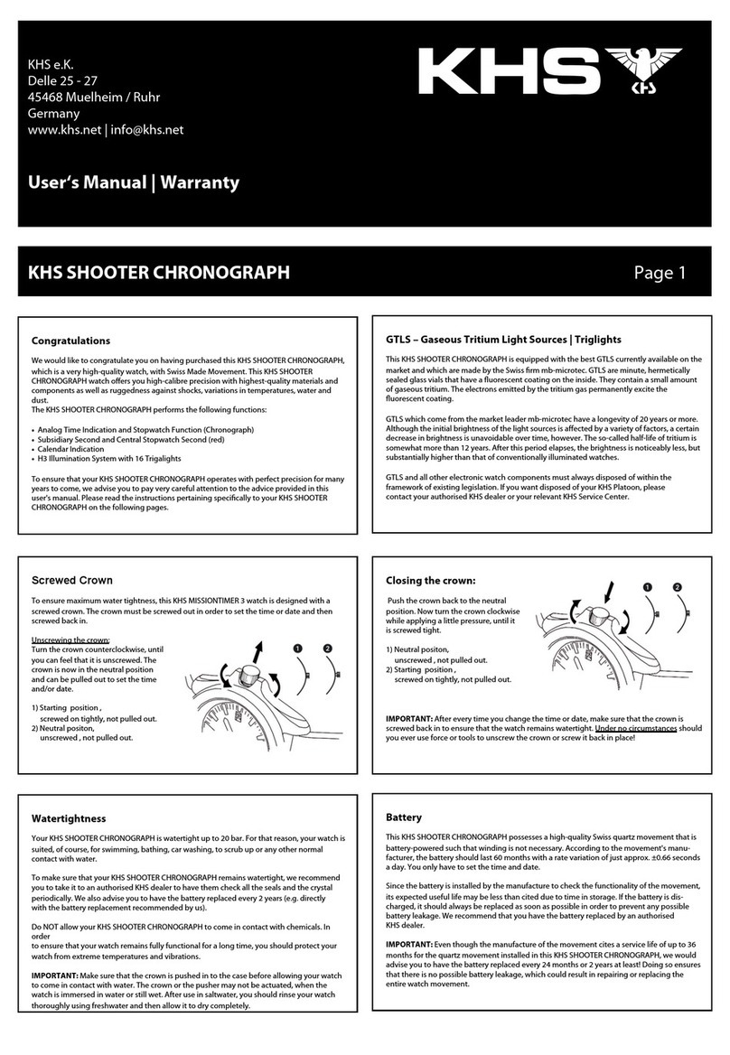 KHS Shooter Chronograph User manual and warranty