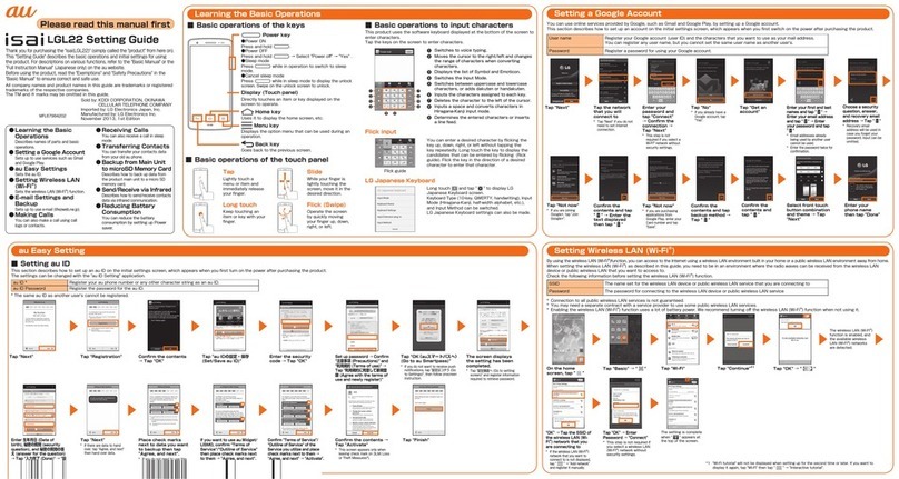 AU Isai LGL22 Settings guide