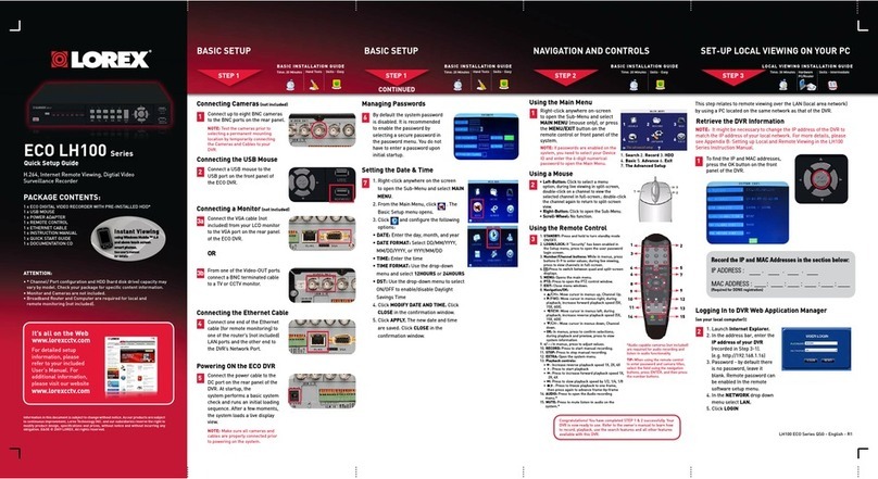 Lorex ECO LH100 SERIES quick start guide