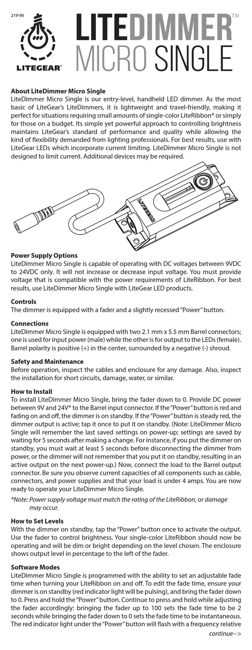 LiteGear LiteDimmer manual