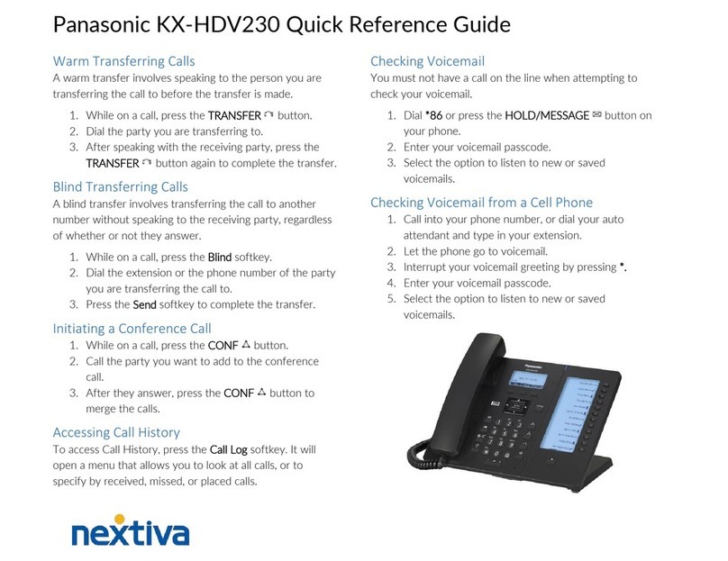 Panasonic KX-HDV230 Quick reference guide