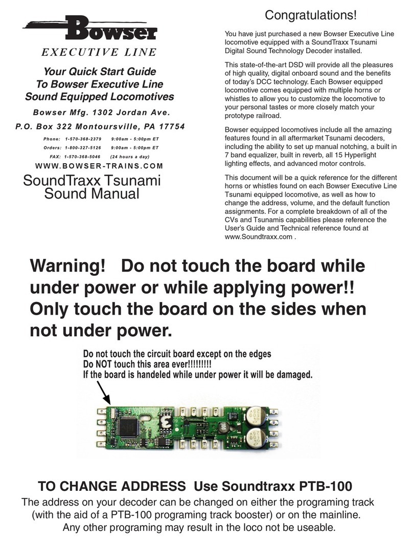 Bowser SoundTraxx Tsunami quick start guide