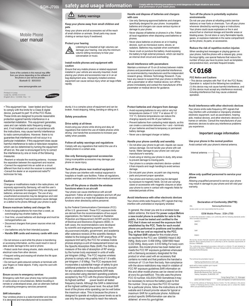 Samsung SGH-J700I User manual Samsung SGH-J700I User manual