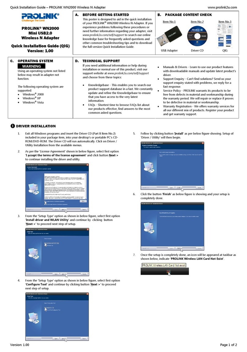 PROLiNK WN2000 User manual