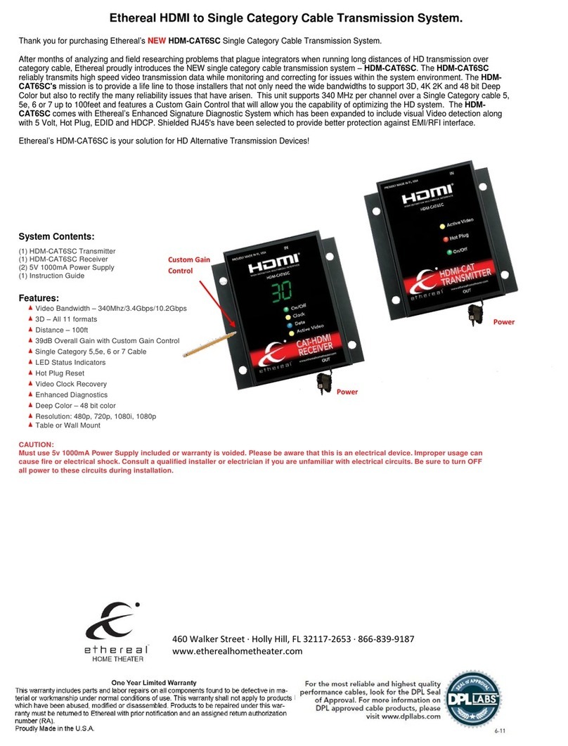 Ethereal HDM-CAT6SC Instruction guide