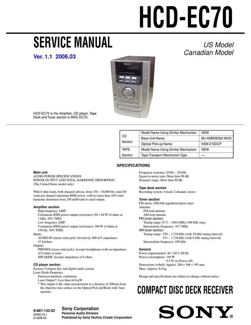 Sony HCD-EC70  (MHC-EC70 Mini Hi-Fi System) User manual