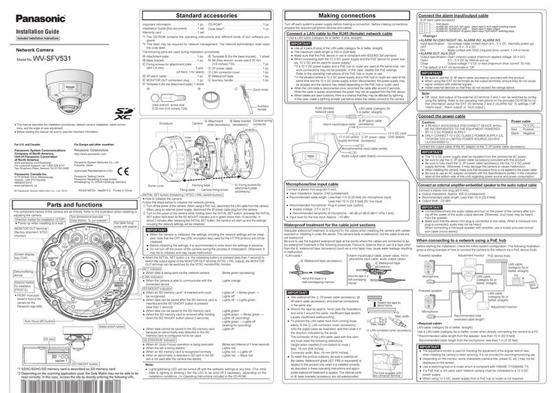 Panasonic WV-SFV531 User manual