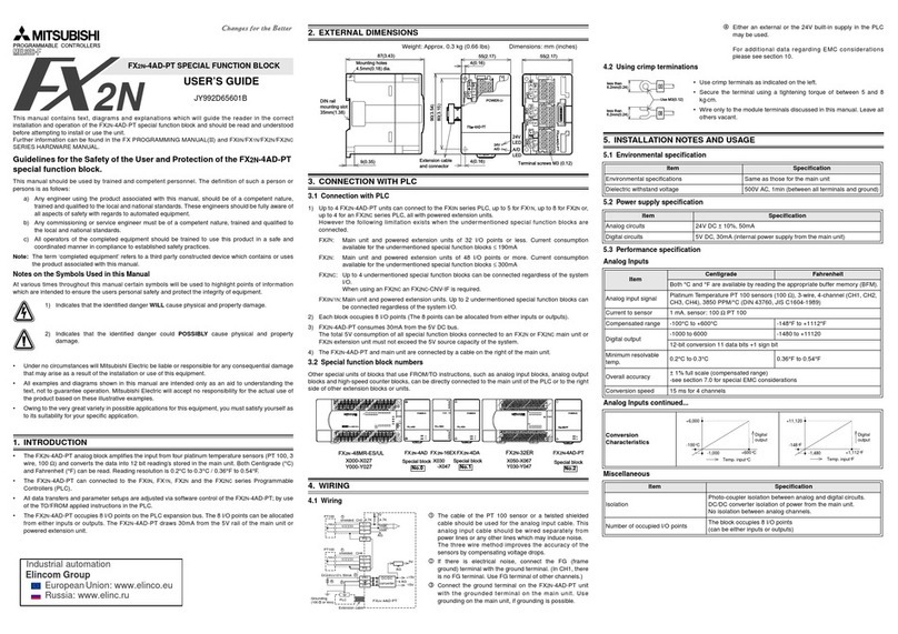 Mitsubishi FX2N-4AD-PT User manual