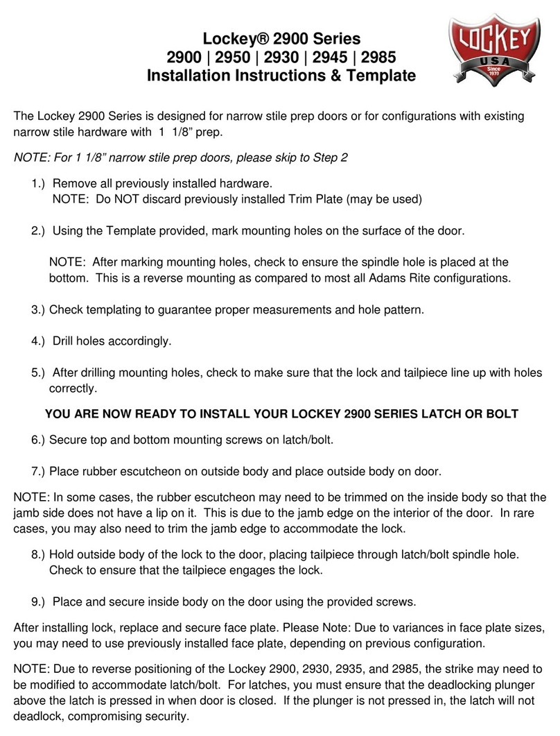 LOCKEY 2900 Installation instructions and template