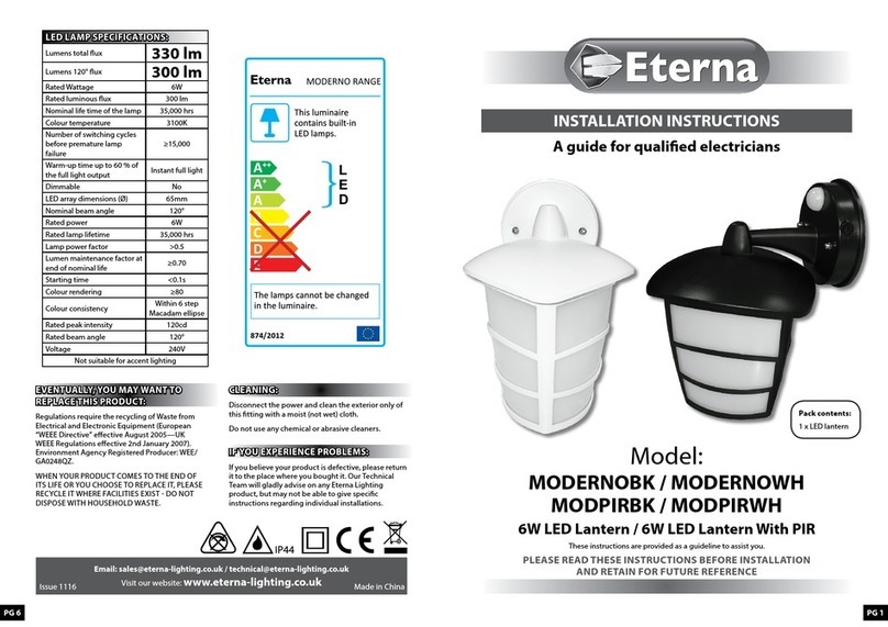 Eterna MODERNOBK Installation instructions and operators manual