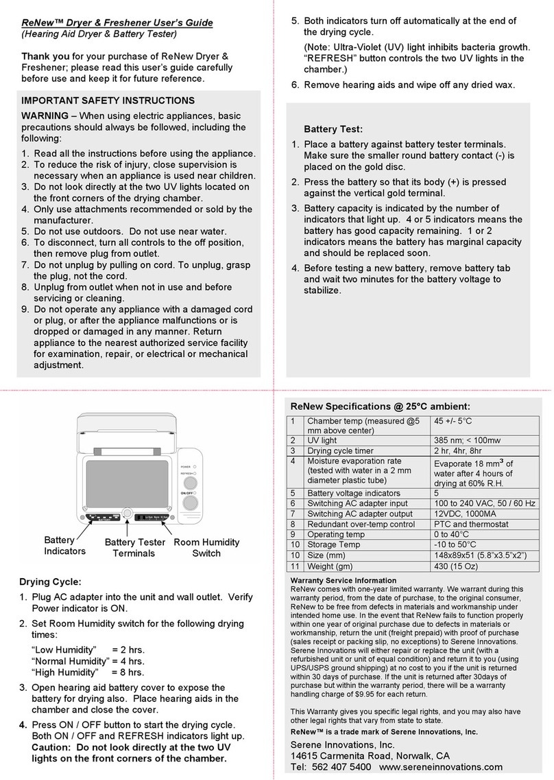 Serene Renew DB-100 user guide