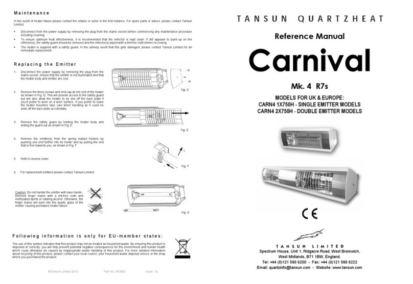 Tansun Quartzheat Carnival CARN4 1X750H Reference manual Tansun Quartzheat Carnival CARN4 1X750H Reference manual