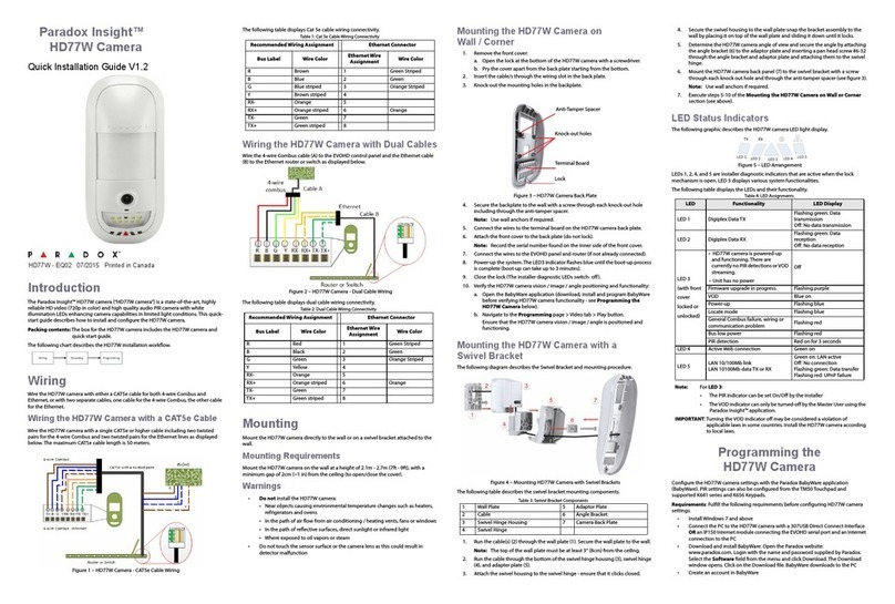 Paradox Paradox Insight HD77W Quick installation guide
