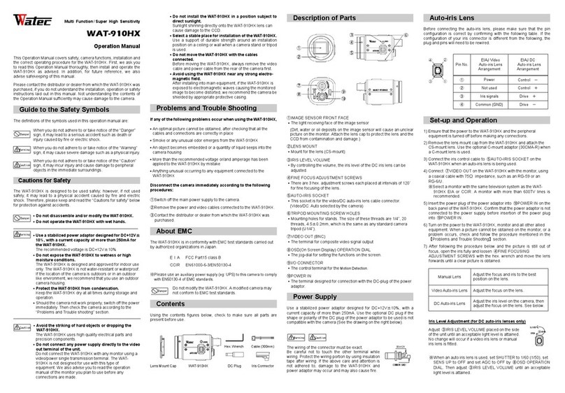 Watec WAT-910HX Operation manuals