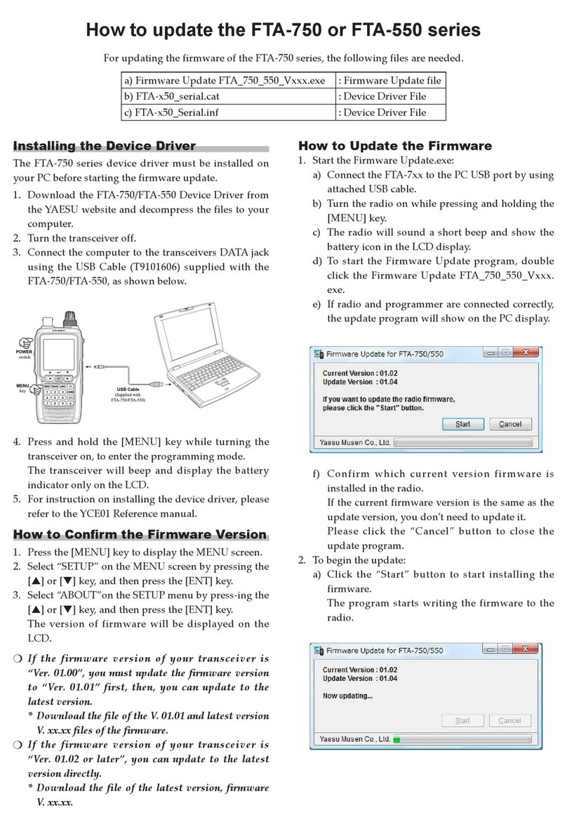 Yaesu FTA-550 series Quick start guide
