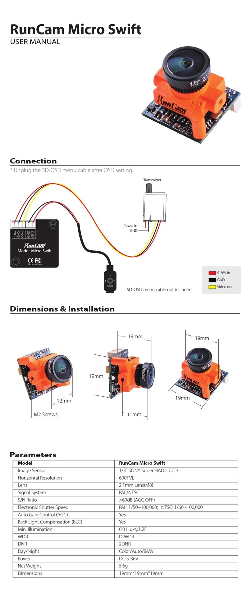 RunCam Micro Swift user manual
