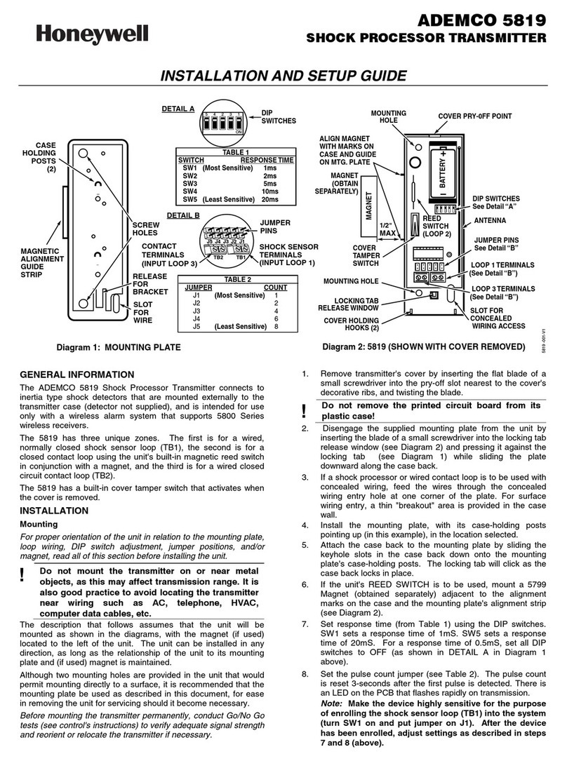 Honeywell ADEMCO 5819 Assembly instructions