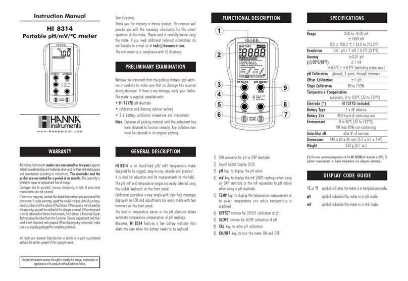 Hanna Instruments HI 8314 User manual