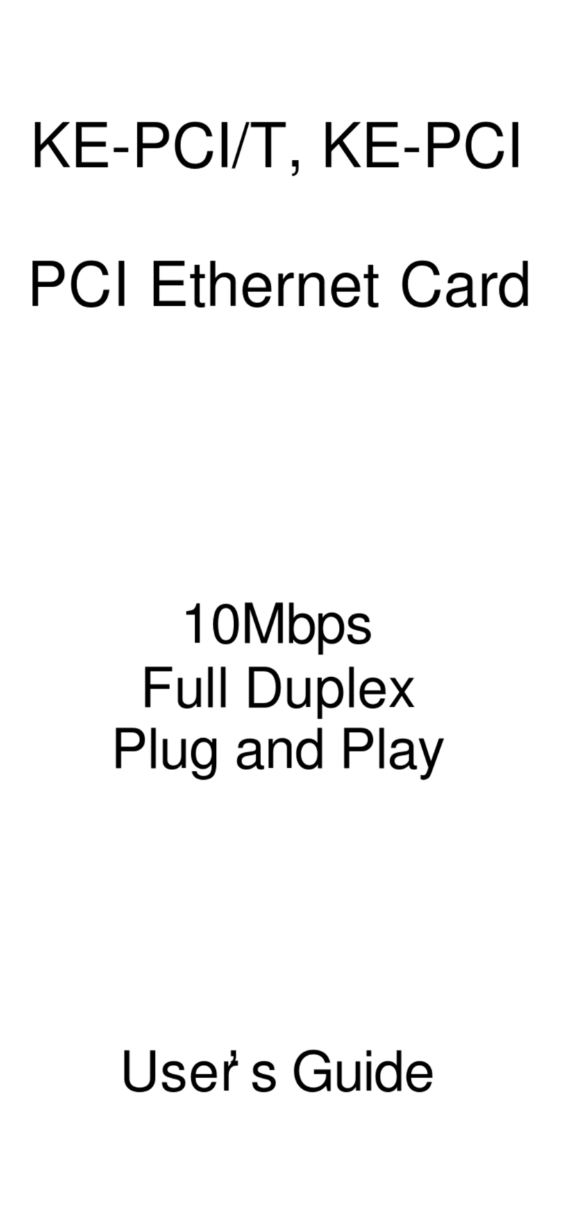 KTI Networks KE-PCI/T user guide