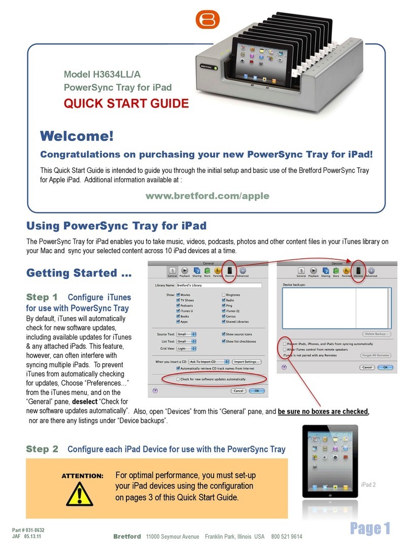 Bretford PowerSync Tray User manual
