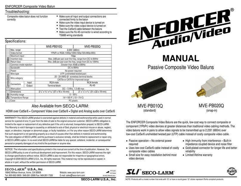 SECO-LARM ENFORCER MVE-PB020Q User manual