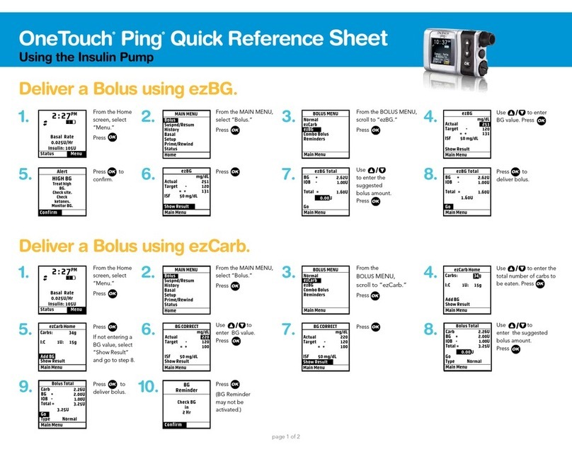 OneTouch Ping Quick reference sheet