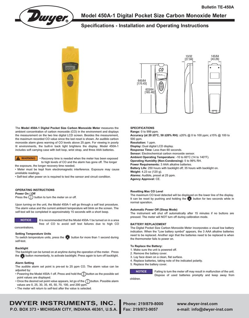Dwyer Instruments 450A-1 Specifications-installation and operating instructions