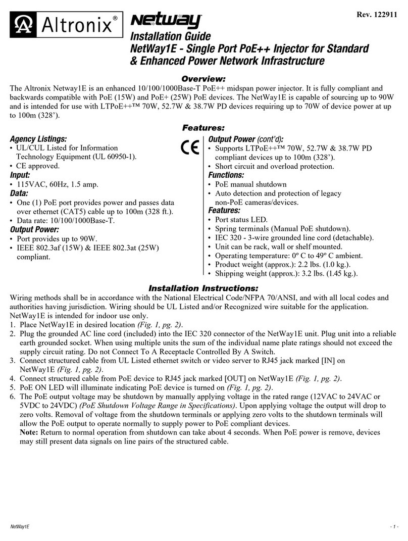 Altronix NetWay1E installation guide Altronix NetWay1E installation guide