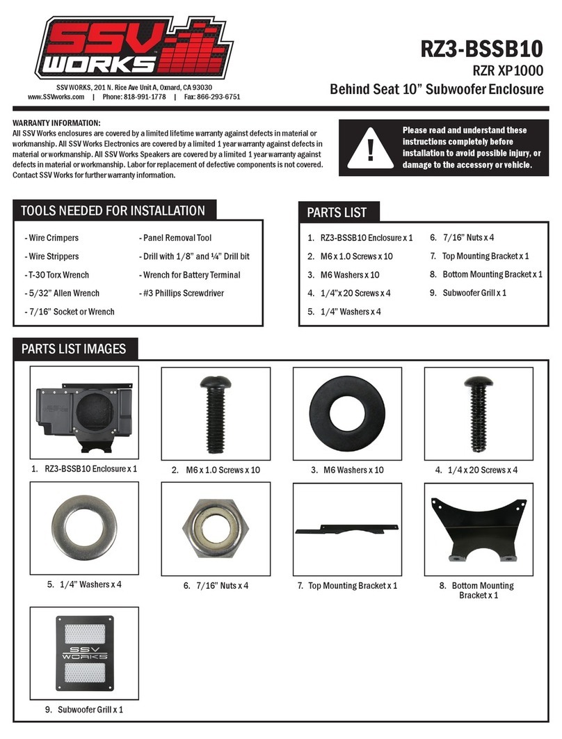 SSV Works RZR XP1000 User manual SSV Works RZR XP1000 User manual