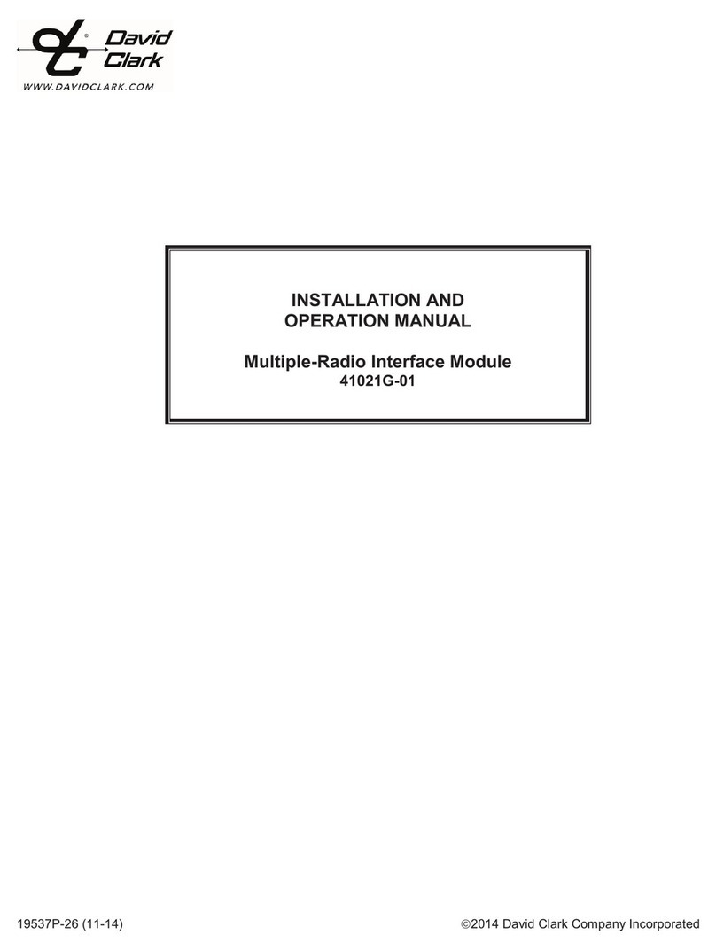 David Clark 41021G-01 Installation and operation manual