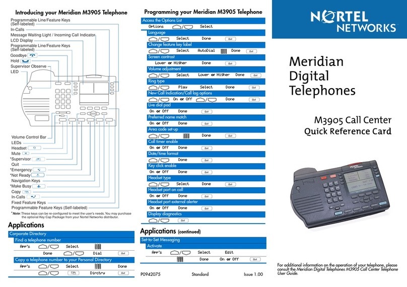 Nortel M3905 Reference guide
