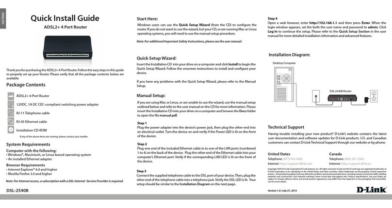 D-Link DSL-2540B - ADSL2/2+ Modem With EN Router User manual