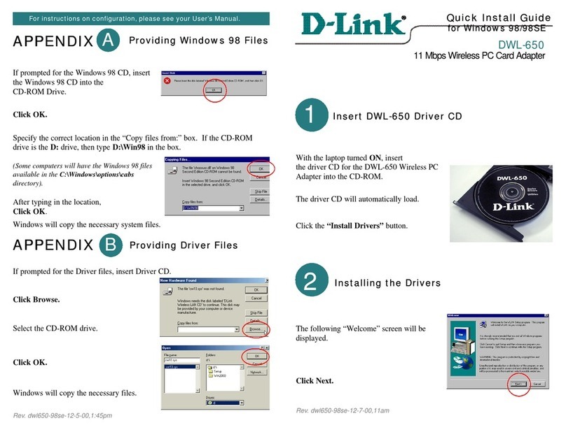 D-Link PCMCIA WIRELESS ASAPTER DWL-650 User manual D-Link PCMCIA WIRELESS ASAPTER DWL-650 User manual