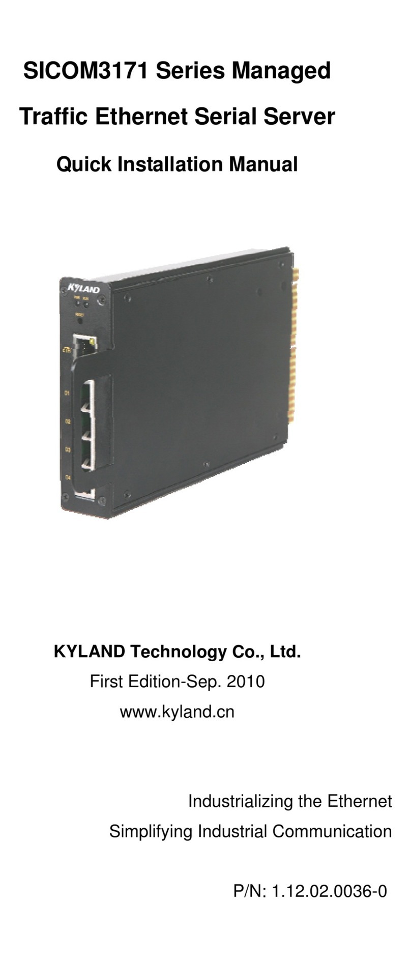 KYLAND Technology SICOM3171 Series Operating and maintenance instructions