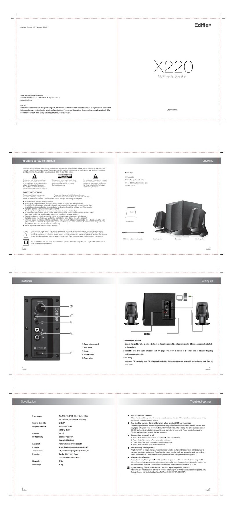 EDIFIER X220 User manual
